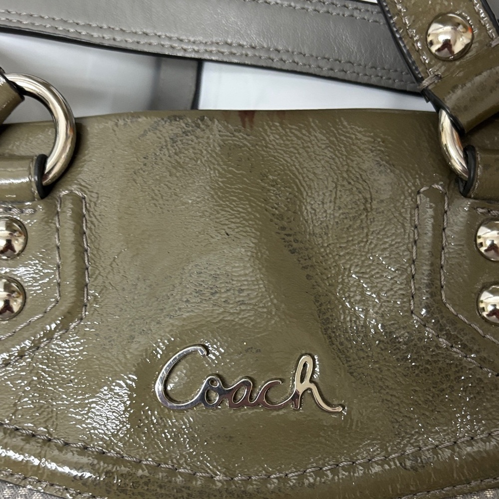 Coach Dark Gray Patterned Leather Shoulder Bag - image 4